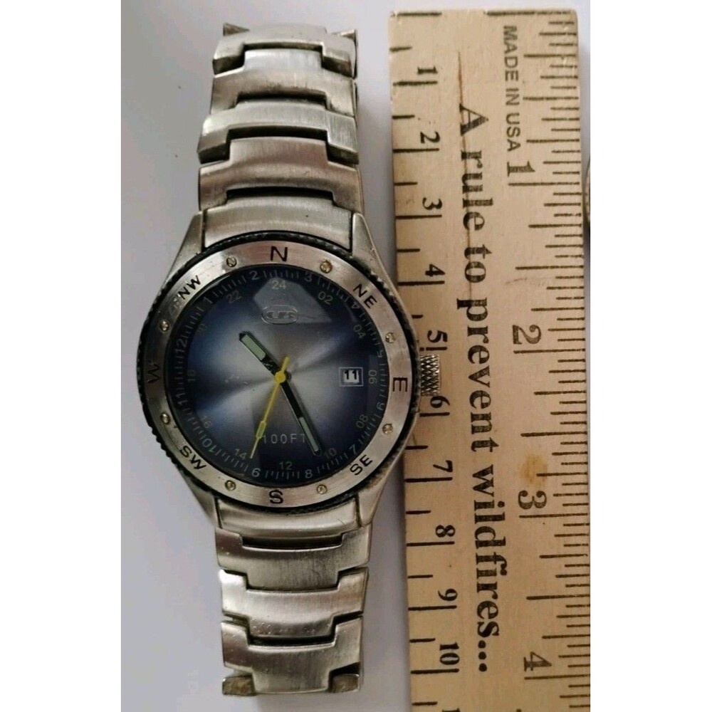 Unionbay Men's Sport Watch UNBM5117 Blue Dial Stainless Y2K New batteries